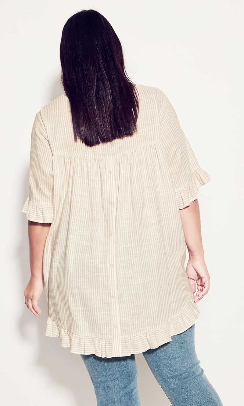 Avenue Women's Plus Size Top Riviera Frill Stripe - Image 2